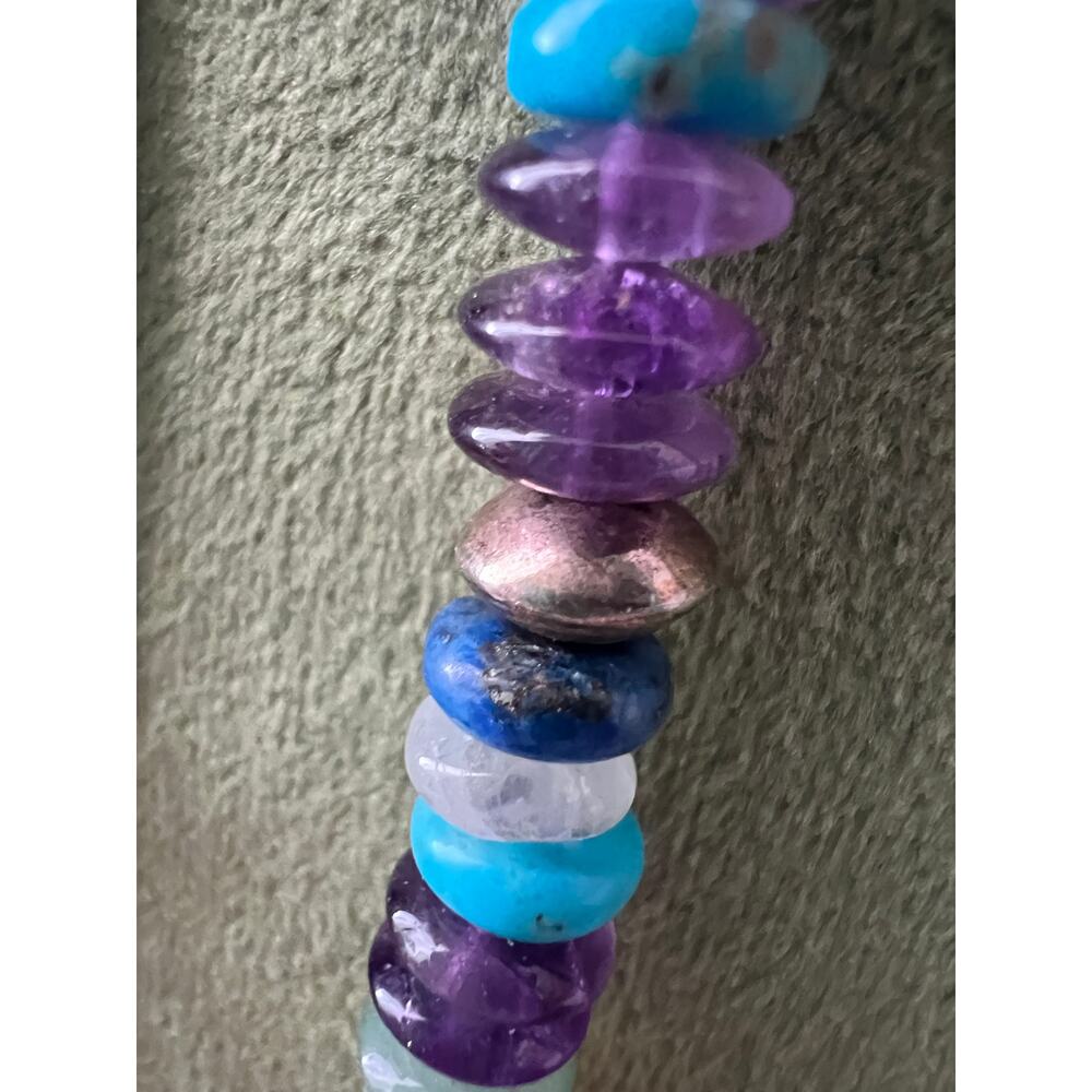 Sterling Stone Necklace 24” Amethyst Turquoise Lapis Quartz 925 Carolyn Pollack - Picture 2 of 8